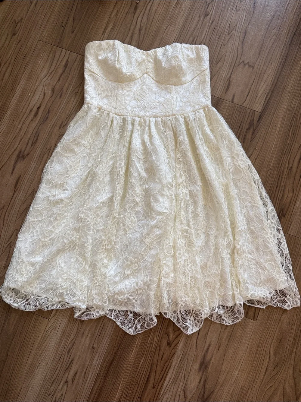 Urban Outfitters Ivory Lace Strapless Cocktail Dress